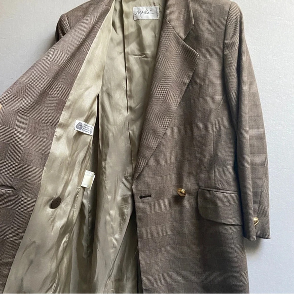 Vintage Maska Made in Italy Pure New Wool one button houndstooth blazer Sz 42 - Picture 6 of 14